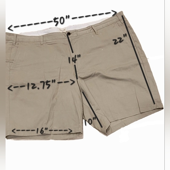 Levi Strauss Dockers Men's Khaki Chino Flat Front Big & Tall Shorts 50x10 - Picture 5 of 11